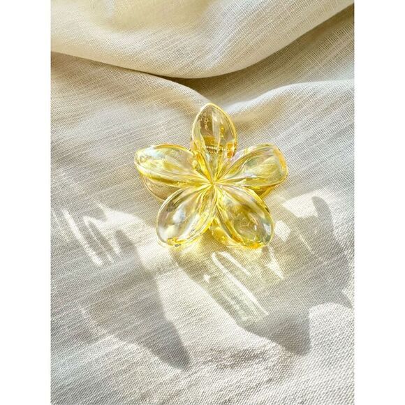 Iridescent and Translucent yellow plumeria hair claw ￼ - Picture 2 of 5